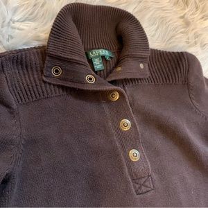 LAST CHANCE🚨RALPH LAUREN Vintage 90s Chocolate Brown Collared Sweater Cotton